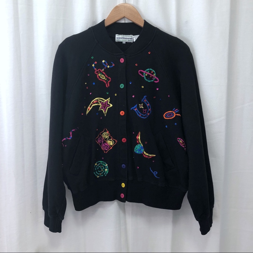 Vintage Westbound whimsical sequined cardigan M